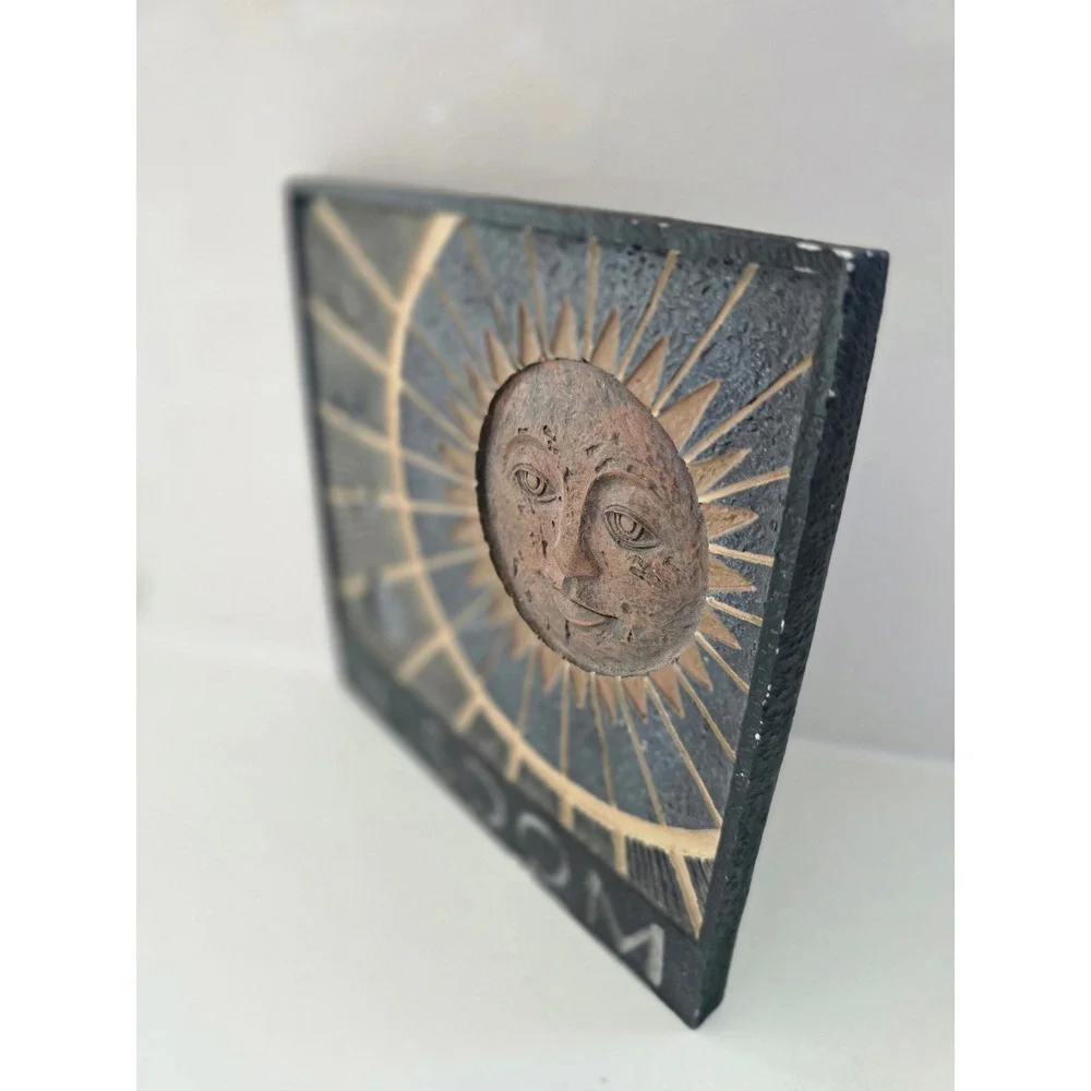 The Encore Group Stone Sol Wisdom Plaque Celestial Sun Moon Wall Art SG-1644